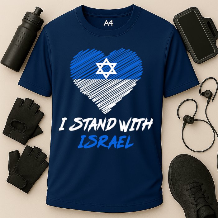 Support Israel I Stand With Israel Israeli Flag Cooling Performance Crew T-Shirt