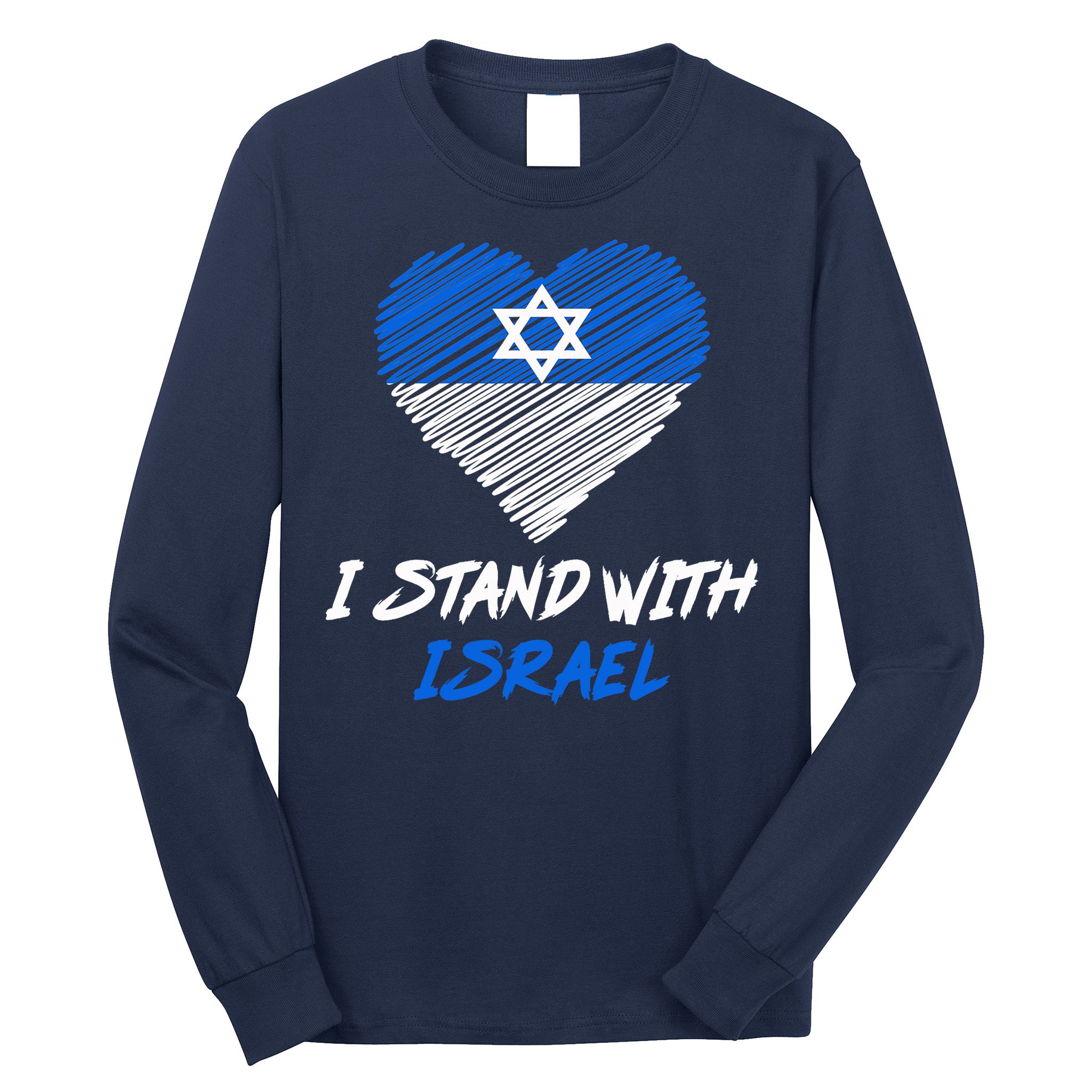 Support Israel I Stand With Israel Israeli Flag Long Sleeve Shirt