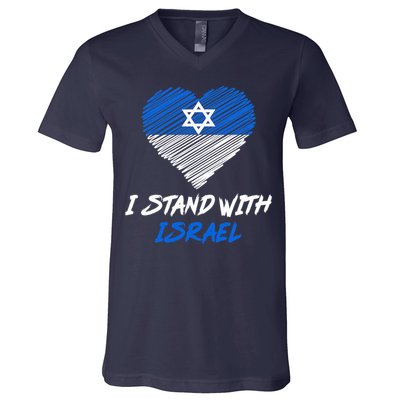 Support Israel I Stand With Israel Israeli Flag V-Neck T-Shirt