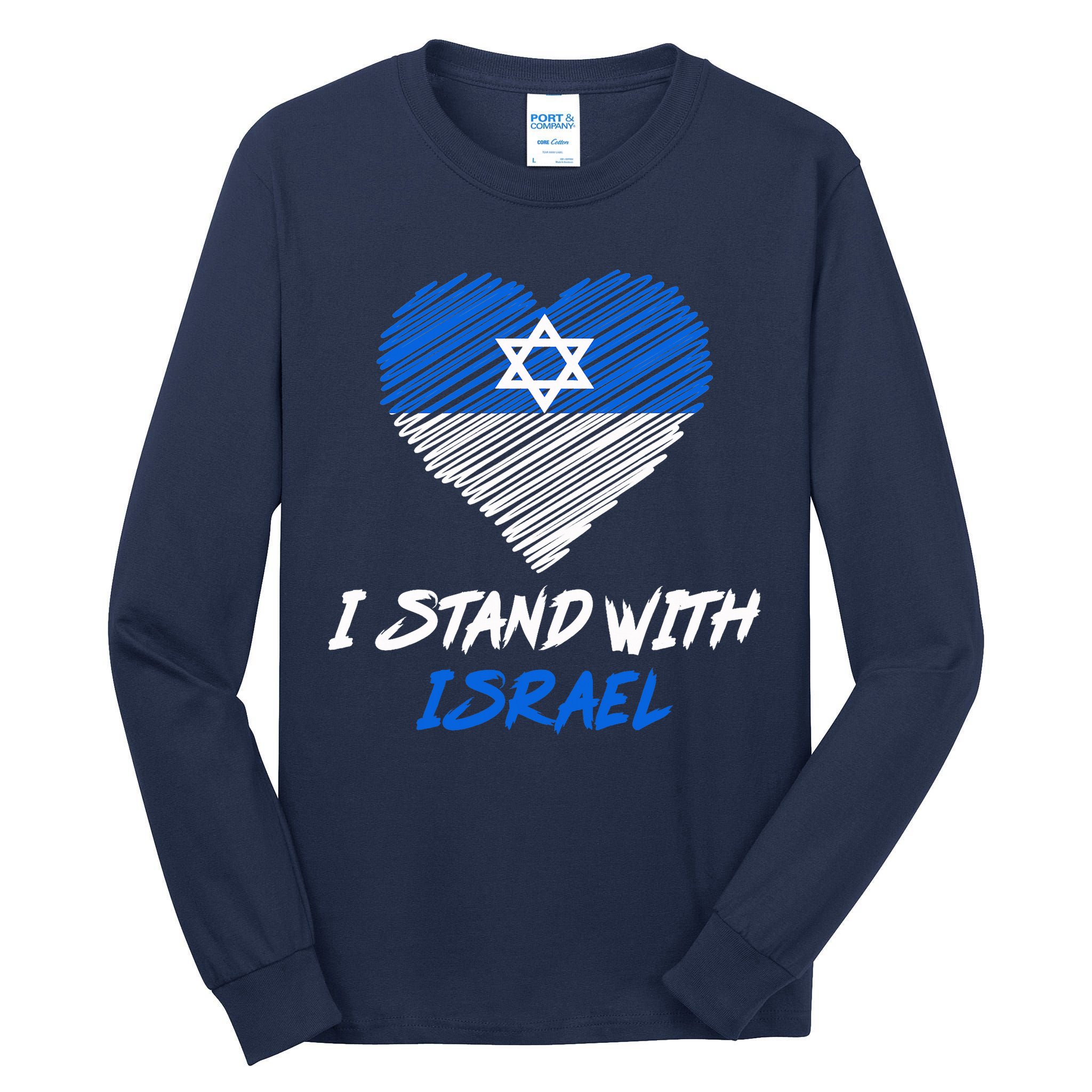 Support Israel I Stand With Israel Israeli Flag Tall Long Sleeve T-Shirt