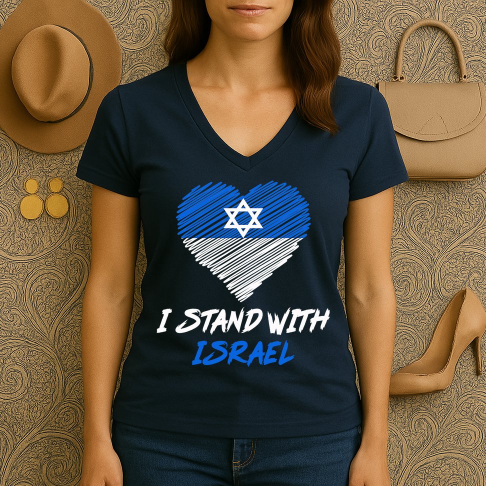 Support Israel I Stand With Israel Israeli Flag Women's V-Neck T-Shirt
