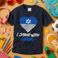 Support Israel I Stand With Israel Israeli Flag Kids T-Shirt