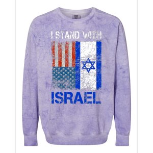 Support Israel I Stand With Israel Usa American Israeli Flag Colorblast Crewneck Sweatshirt