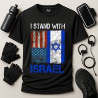 Support Israel I Stand With Israel Usa American Israeli Flag Cooling Performance Crew T-Shirt