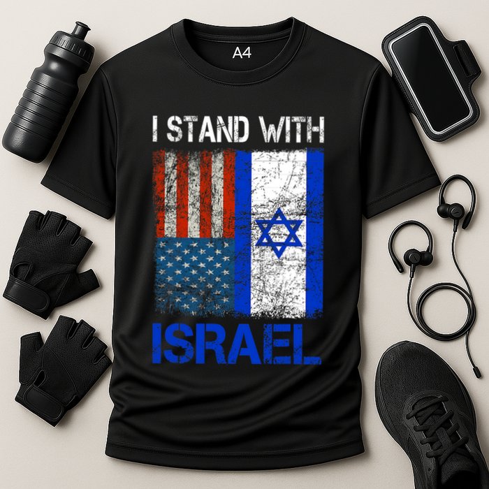 Support Israel I Stand With Israel Usa American Israeli Flag Cooling Performance Crew T-Shirt