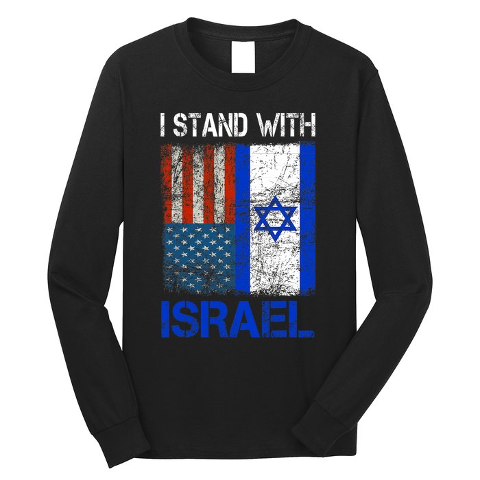 Support Israel I Stand With Israel Usa American Israeli Flag Long Sleeve Shirt