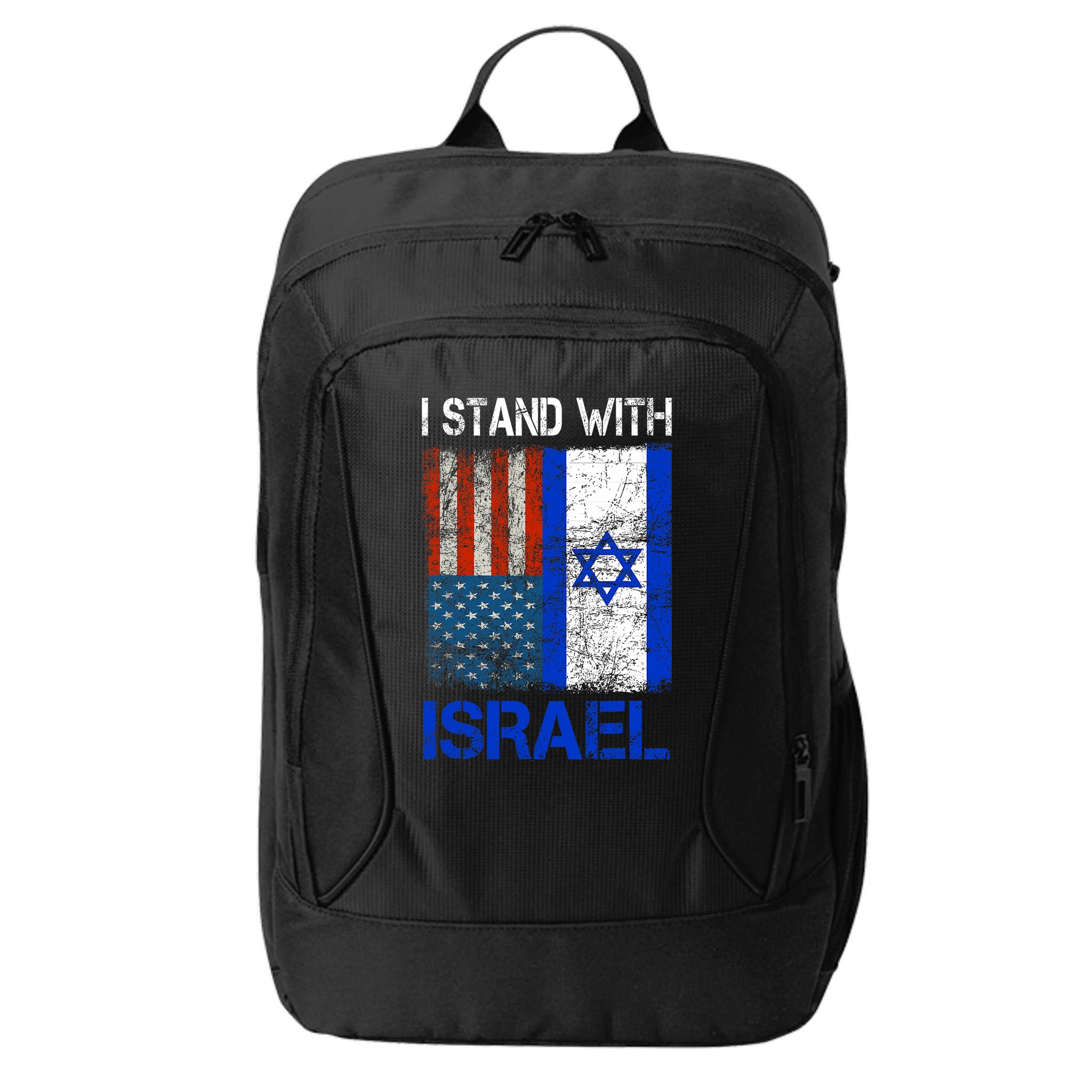 Support Israel I Stand With Israel Usa American Israeli Flag City Backpack