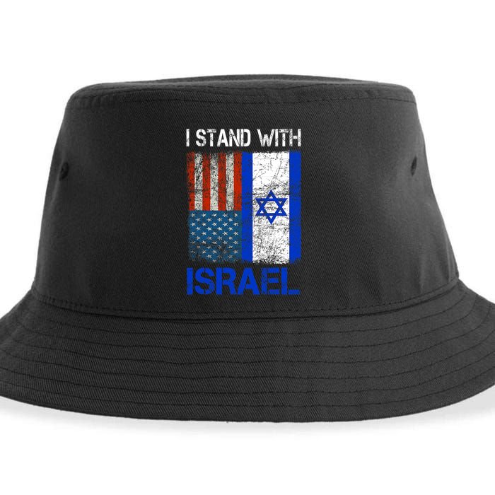 Support Israel I Stand With Israel Usa American Israeli Flag Sustainable Bucket Hat