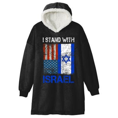 Support Israel I Stand With Israel Usa American Israeli Flag Hooded Wearable Blanket