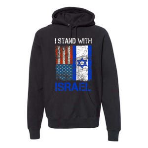 Support Israel I Stand With Israel Usa American Israeli Flag Premium Hoodie