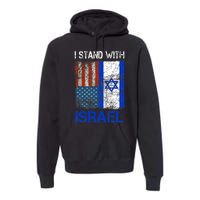 Support Israel I Stand With Israel Usa American Israeli Flag Premium Hoodie