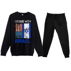 Support Israel I Stand With Israel Usa American Israeli Flag Premium Crewneck Sweatsuit Set