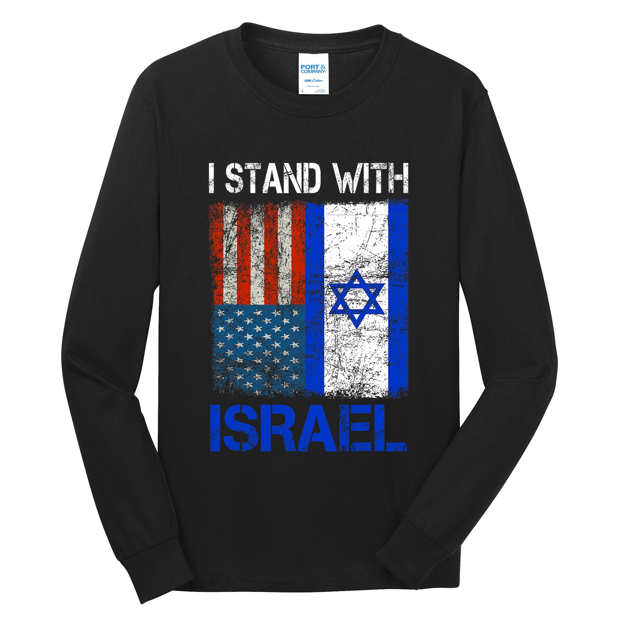 Support Israel I Stand With Israel Usa American Israeli Flag Tall Long Sleeve T-Shirt