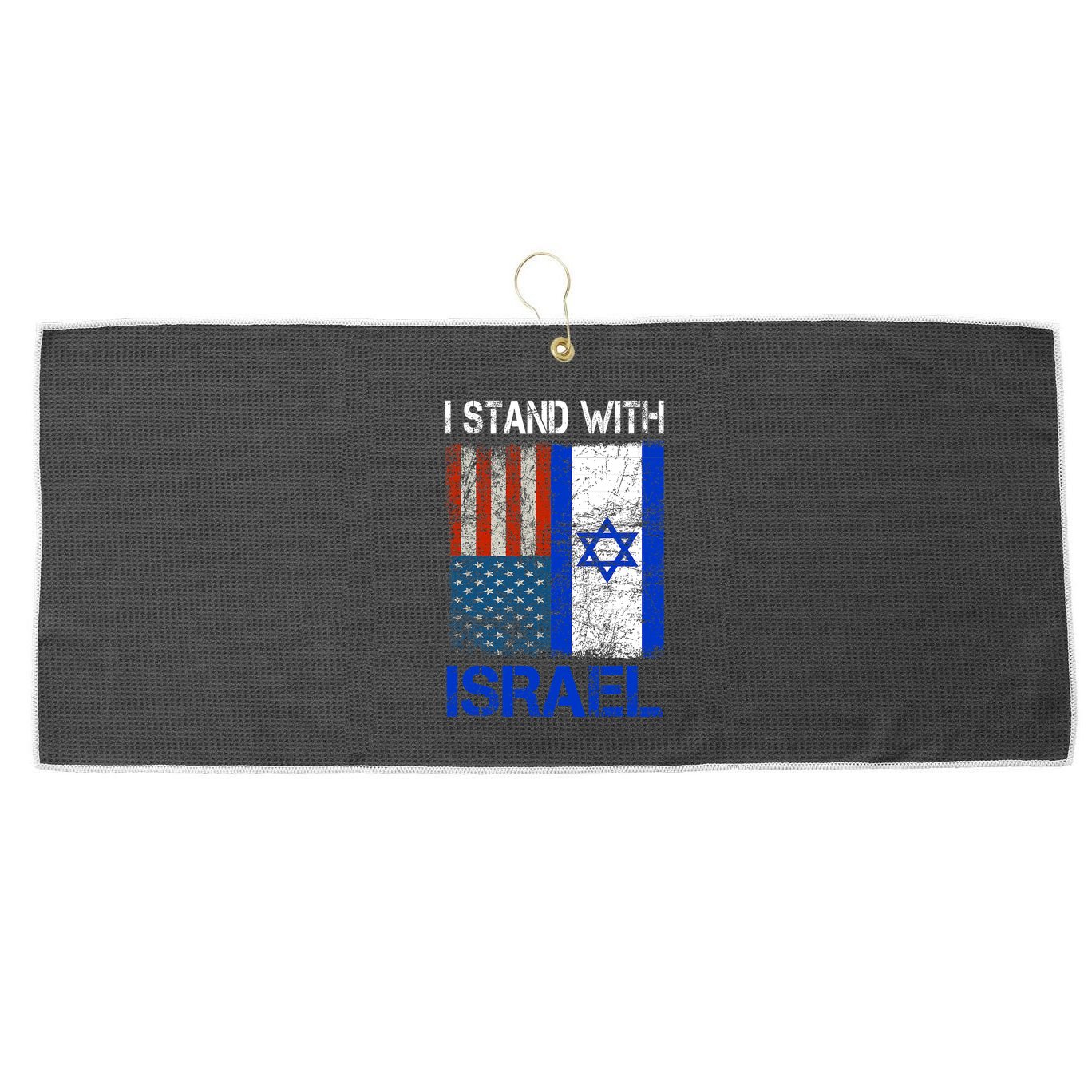 Support Israel I Stand With Israel Usa American Israeli Flag Large Microfiber Waffle Golf Towel