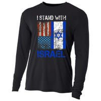 Support Israel I Stand With Israel Usa American Israeli Flag Cooling Performance Long Sleeve Crew