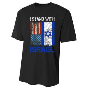 Support Israel I Stand With Israel Usa American Israeli Flag Performance Sprint T-Shirt