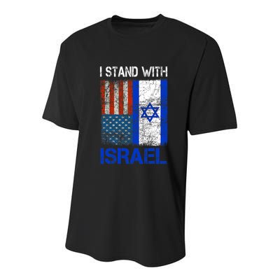 Support Israel I Stand With Israel Usa American Israeli Flag Youth Performance Sprint T-Shirt