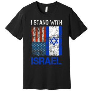 Support Israel I Stand With Israel Usa American Israeli Flag Premium T-Shirt