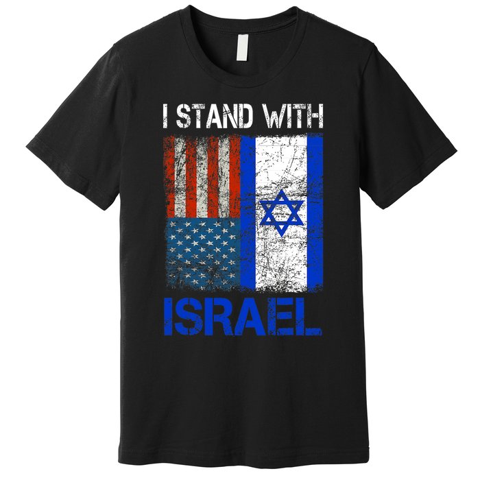 Support Israel I Stand With Israel Usa American Israeli Flag Premium T-Shirt