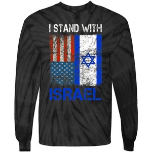 Support Israel I Stand With Israel Usa American Israeli Flag Tie-Dye Long Sleeve Shirt