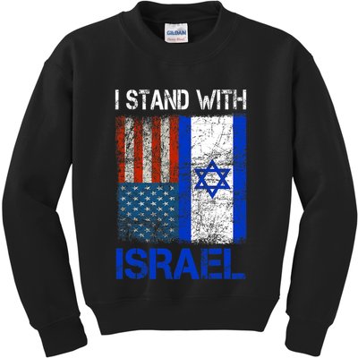 Support Israel I Stand With Israel Usa American Israeli Flag Kids Sweatshirt