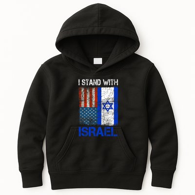 Support Israel I Stand With Israel Usa American Israeli Flag Kids Hoodie