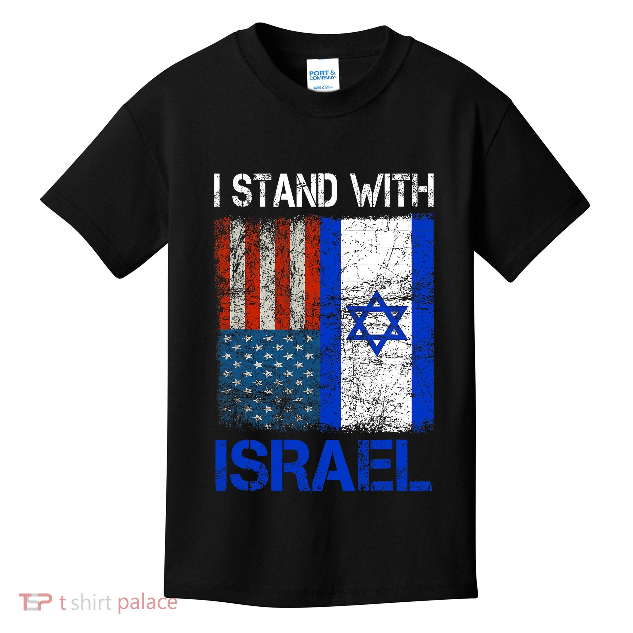 Support Israel I Stand With Israel Usa American Israeli Flag Kids T-Shirt