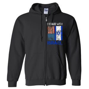 Support Israel I Stand With Israel Usa American Israeli Flag Full Zip Hoodie