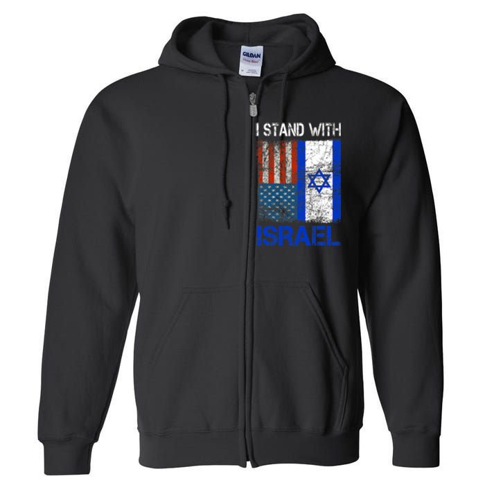 Support Israel I Stand With Israel Usa American Israeli Flag Full Zip Hoodie