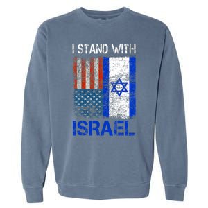 Support Israel I Stand With Israel Usa American Israeli Flag Garment-Dyed Sweatshirt