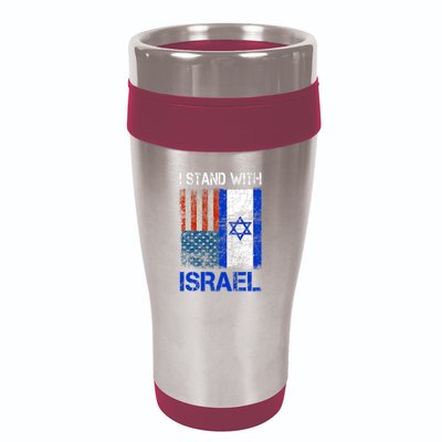 Support Israel I Stand With Israel Usa American Israeli Flag 16oz Travel Tumbler