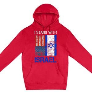 Support Israel I Stand With Israel Usa American Israeli Flag Premium Pullover Hoodie