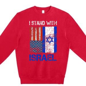 Support Israel I Stand With Israel Usa American Israeli Flag Premium Crewneck Sweatshirt