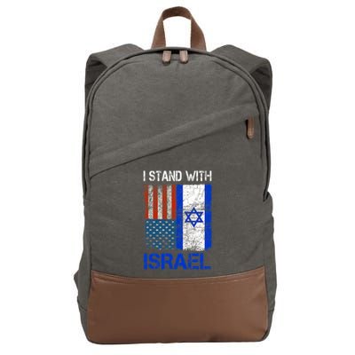 Support Israel I Stand With Israel Usa American Israeli Flag Cotton Canvas Backpack