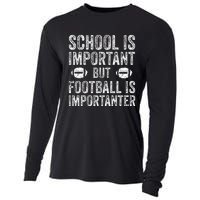 School Is Important Football Is Importanter Football Lineman Cooling Performance Long Sleeve Crew