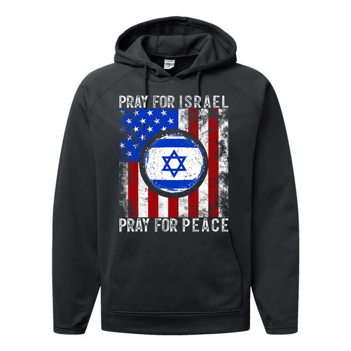 Support Israel I Stand With Israel Pray For Israel America Flag Performance Fleece Hoodie