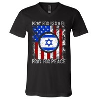 Support Israel I Stand With Israel Pray For Israel America Flag V-Neck T-Shirt