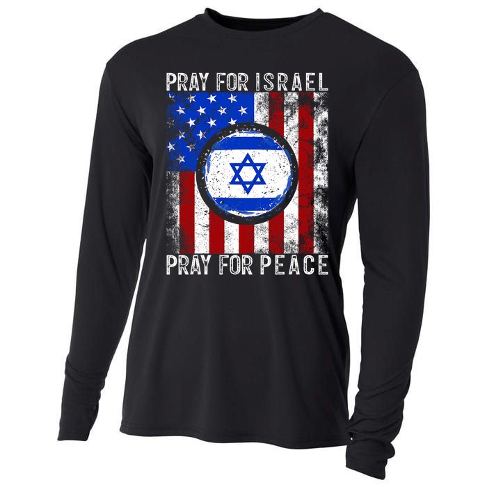 Support Israel I Stand With Israel Pray For Israel America Flag Cooling Performance Long Sleeve Crew