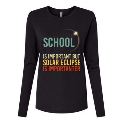 School Is Important But Solar Eclipse Is Importanter Funny Womens Cotton Relaxed Long Sleeve T-Shirt