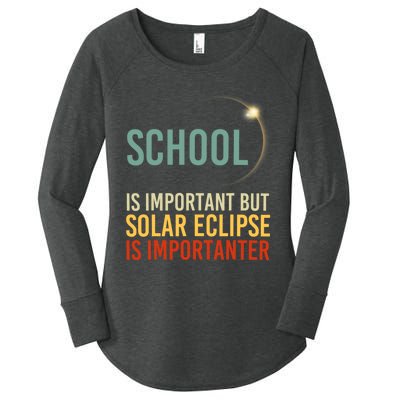 School Is Important But Solar Eclipse Is Importanter Funny Women's Perfect Tri Tunic Long Sleeve Shirt