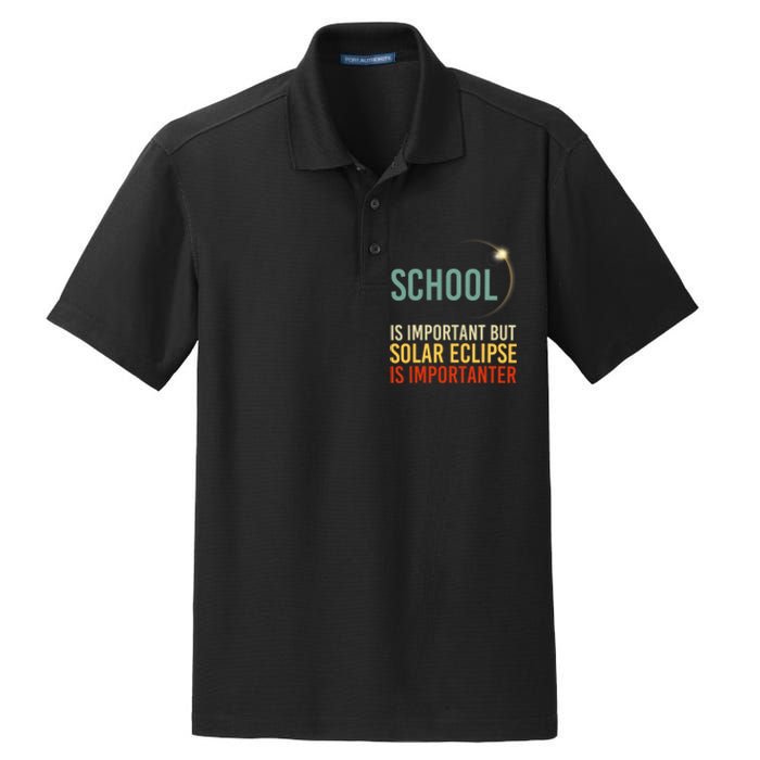 School Is Important But Solar Eclipse Is Importanter Funny Dry Zone Grid Polo