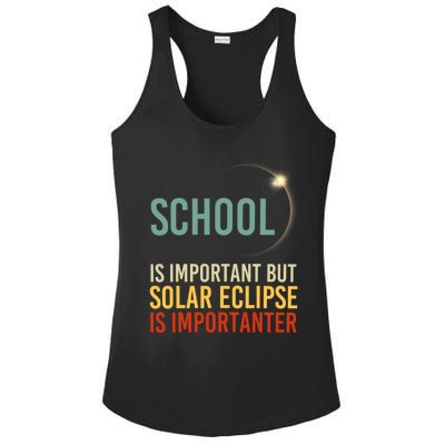 School Is Important But Solar Eclipse Is Importanter Funny Ladies PosiCharge Competitor Racerback Tank