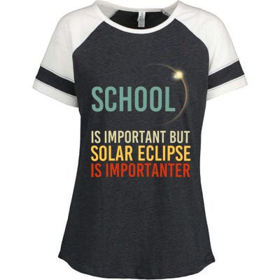 School Is Important But Solar Eclipse Is Importanter Funny Enza Ladies Jersey Colorblock Tee