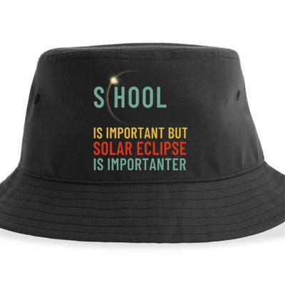 School Is Important But Solar Eclipse Is Importanter Funny Sustainable Bucket Hat