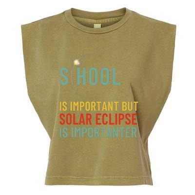 School Is Important But Solar Eclipse Is Importanter Funny Garment-Dyed Women's Muscle Tee