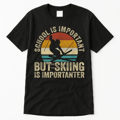School Is Important But Skiing Is Importanter Ski Funny Gift Tall T-Shirt