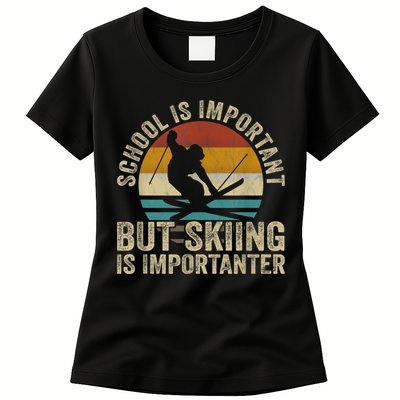 School Is Important But Skiing Is Importanter Ski Funny Gift Womens T-Shirt