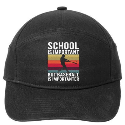 School Is Important But Baseball Is Importanter Vintage 7-Panel Snapback Hat
