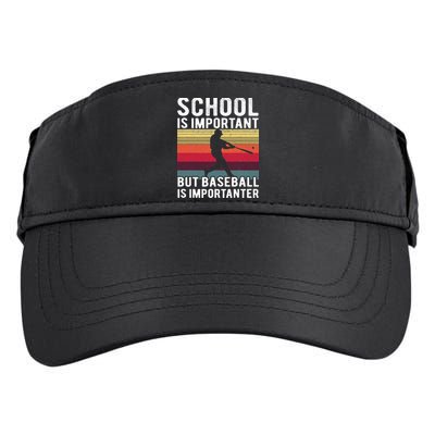 School Is Important But Baseball Is Importanter Vintage Adult Drive Performance Visor