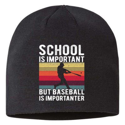 School Is Important But Baseball Is Importanter Vintage Sustainable Beanie